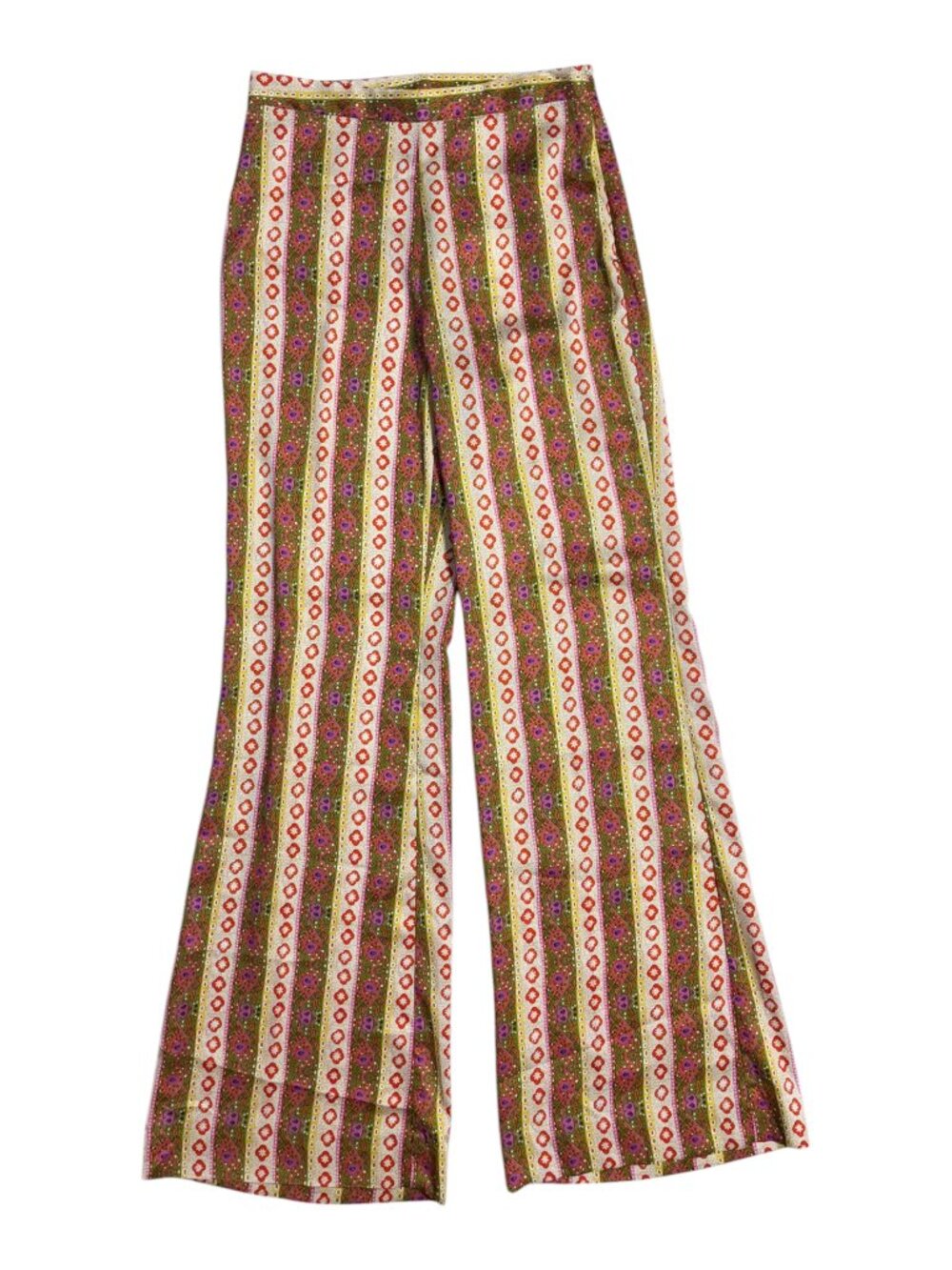 SANDRO Paris Beige & Green Print Flared Pants (4)